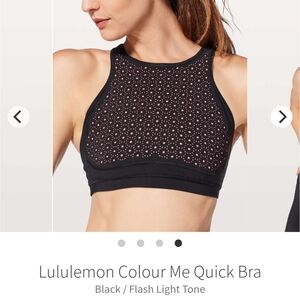 Lululemon Color Me Quick Bra in Black/Flash Light Tone EUC